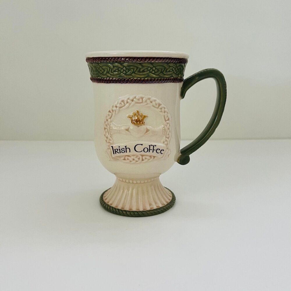 GRASSLANDS ROAD St. Patrick’s Day Claddagh Symbol Footed Irish Coffee Mug Cup